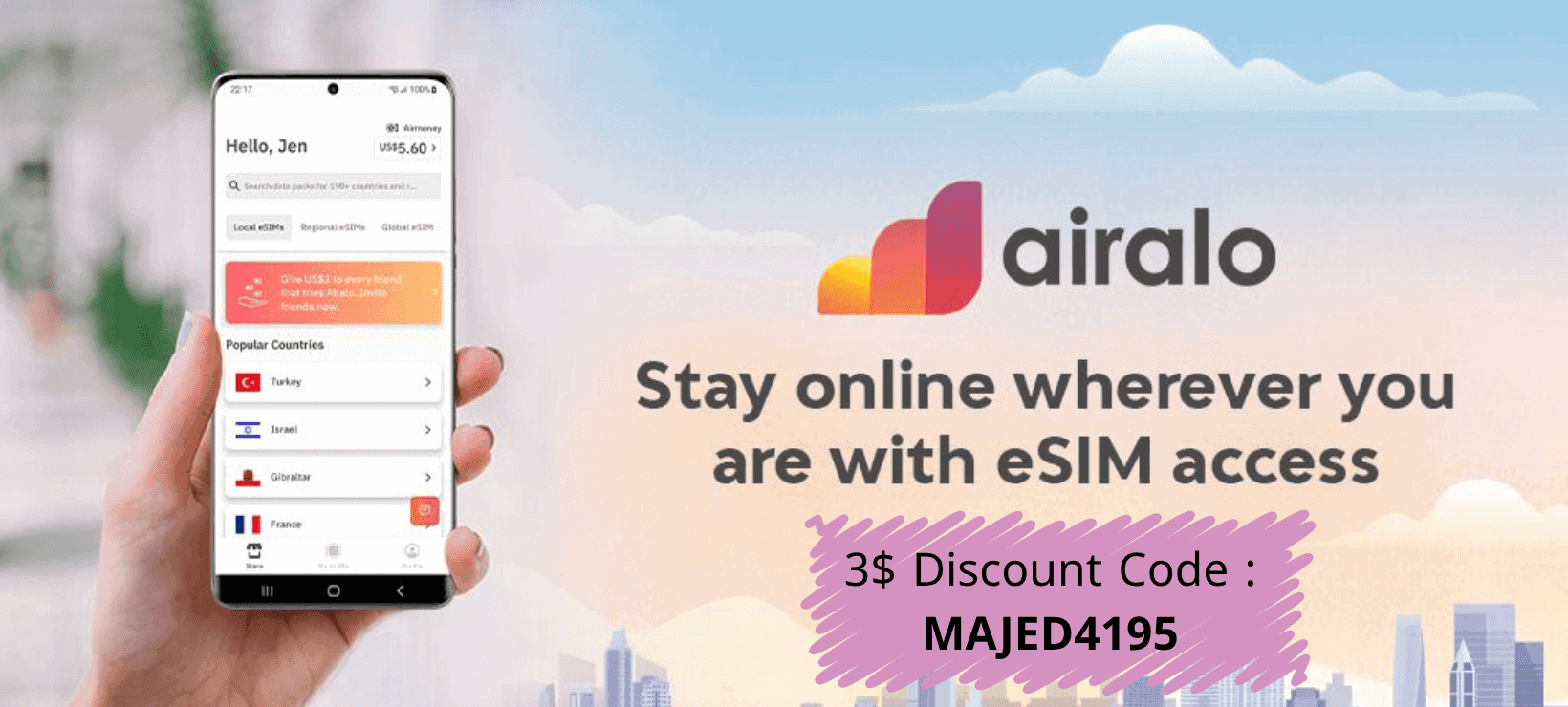 3$ Discount Code